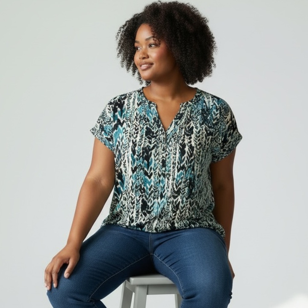 Cynthia Rowley Blue Patterned Top